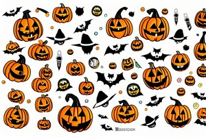 Halloween pumpkin with colorful bubbles tattoo idea