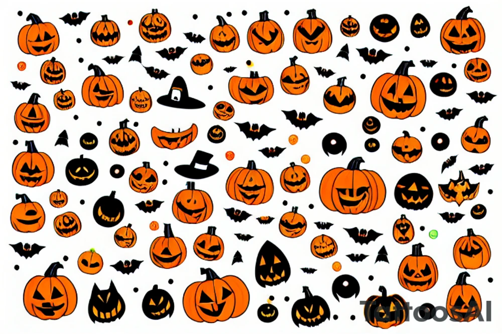 Halloween pumpkin with colorful bubbles tattoo idea