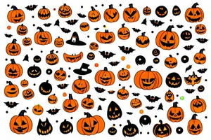 Halloween pumpkin with colorful bubbles tattoo idea