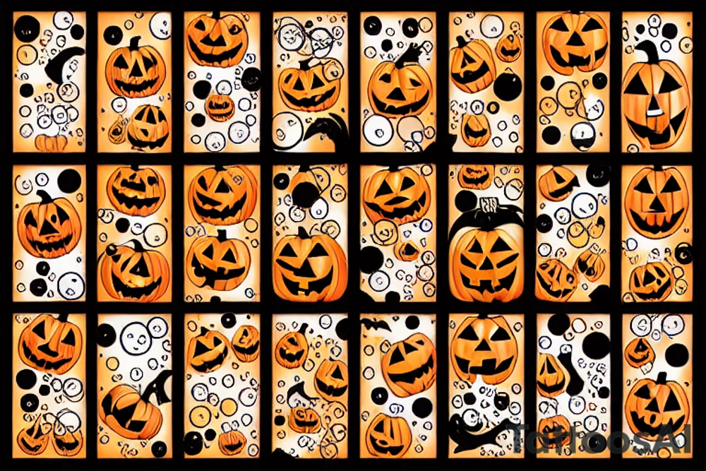 Halloween pumpkin with colorful bubbles tattoo idea
