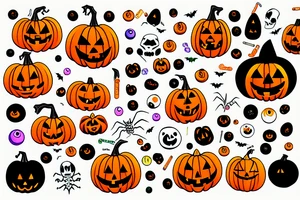 Halloween pumpkin with colorful bubbles tattoo idea