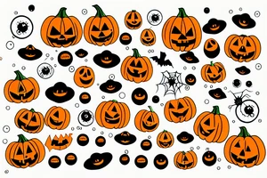 Halloween pumpkin with colorful bubbles tattoo idea