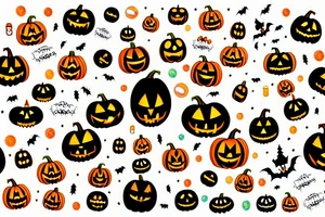 Halloween pumpkin with colorful bubbles tattoo idea
