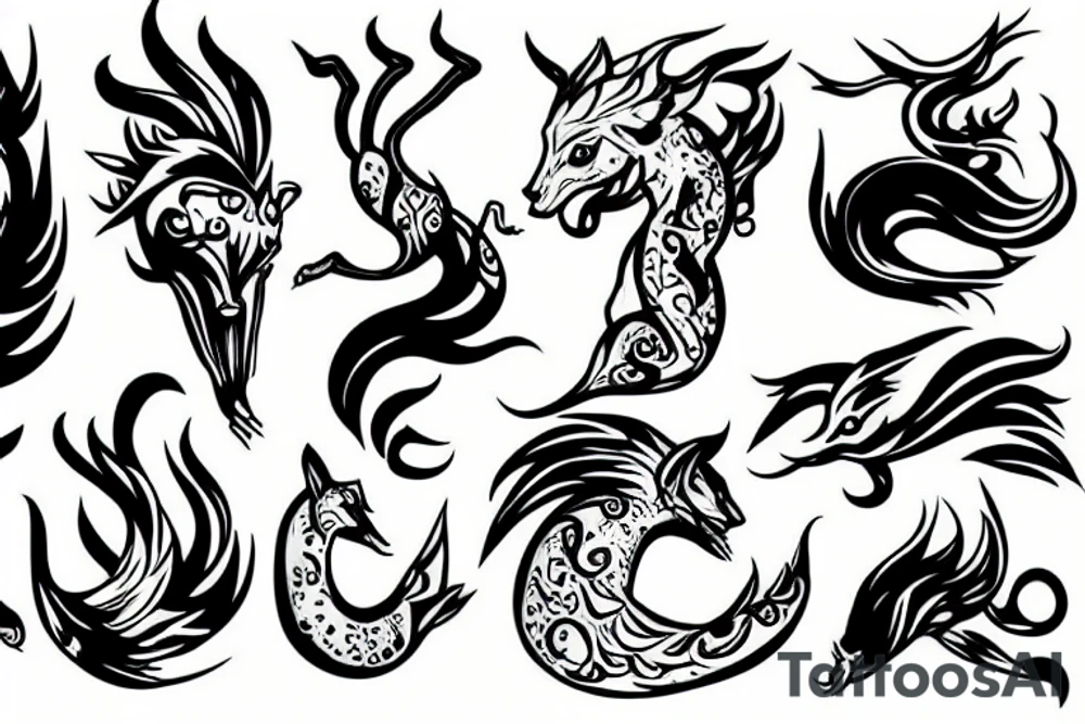 mythical creature with a tail and a split tongue tattoo idea mythical creature with a tail and a split tongue tattoo idea