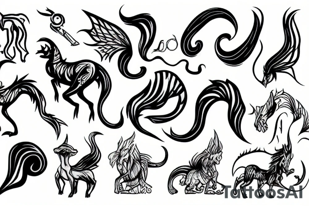 mythical creature with a tail and a split tongue tattoo idea mythical creature with a tail and a split tongue tattoo idea