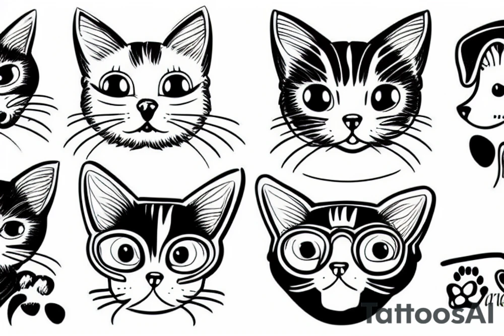 cat kissing a dog tattoo idea