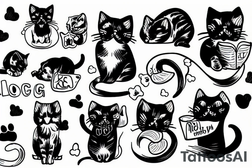 cat kissing a dog tattoo idea