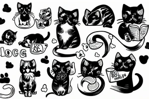 cat kissing a dog tattoo idea