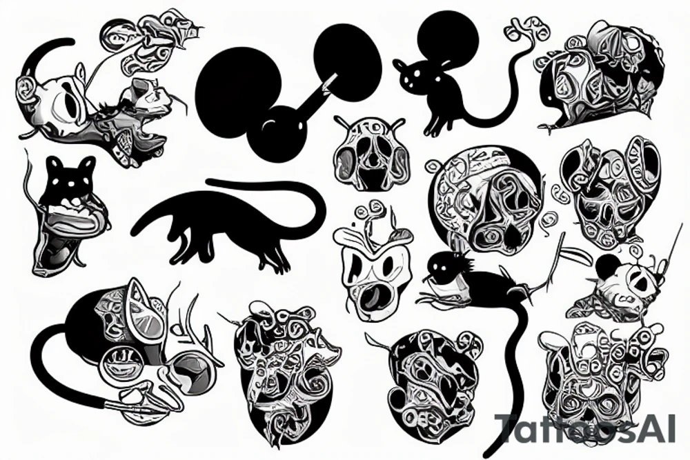Black tong hangs out of the mouse tattoo idea