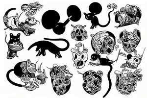 Black tong hangs out of the mouse tattoo idea