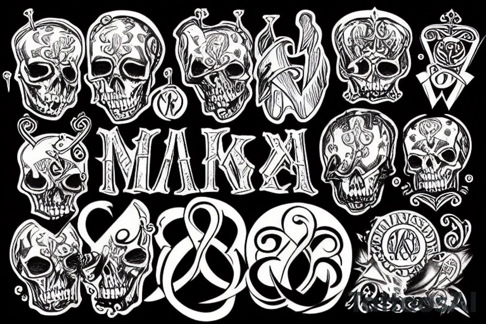 Black Christian alpha omega memento mori tattoo idea