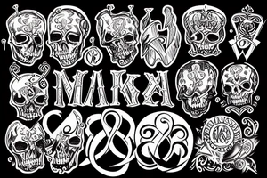 Black Christian alpha omega memento mori tattoo idea