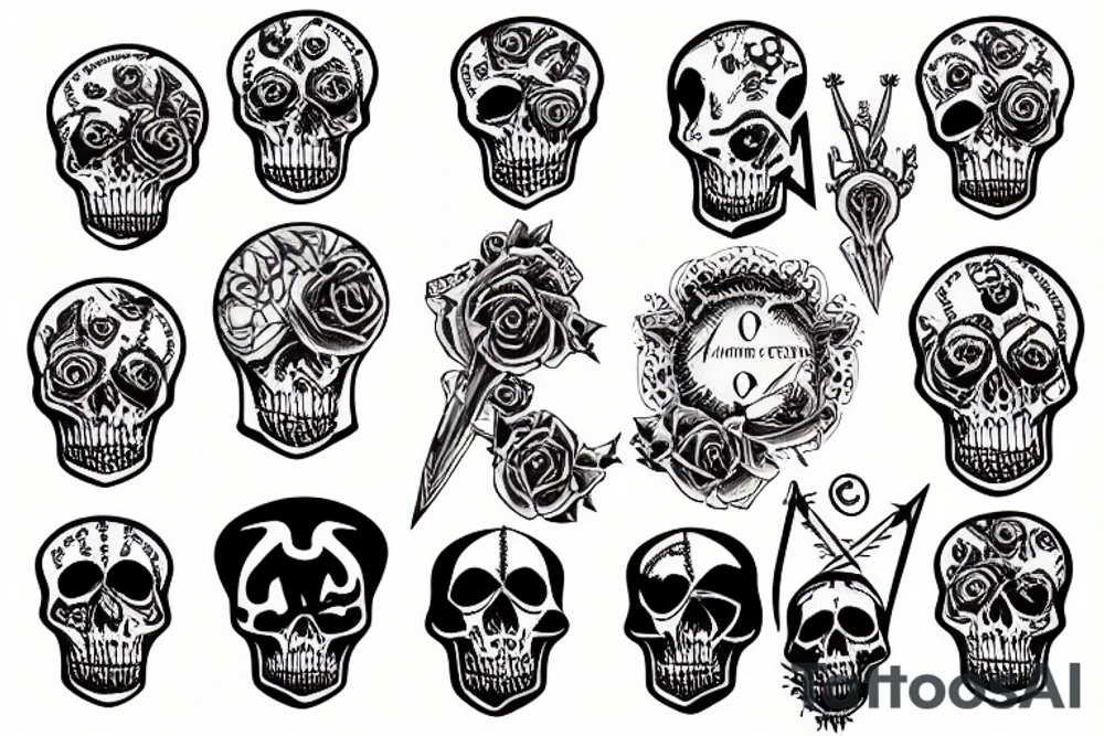 Black Christian alpha omega memento mori tattoo idea