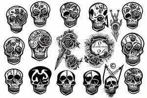 Black Christian alpha omega memento mori tattoo idea
