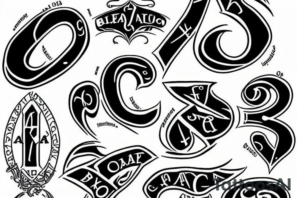 Black Christian alpha Omega tattoo idea