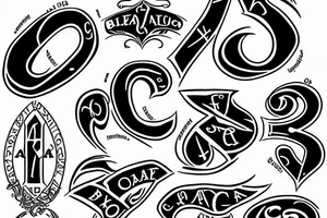 Black Christian alpha Omega tattoo idea