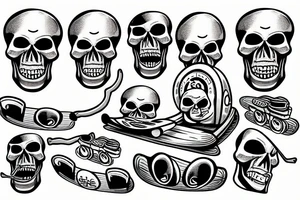 Skull on a skateboard tattoo idea
