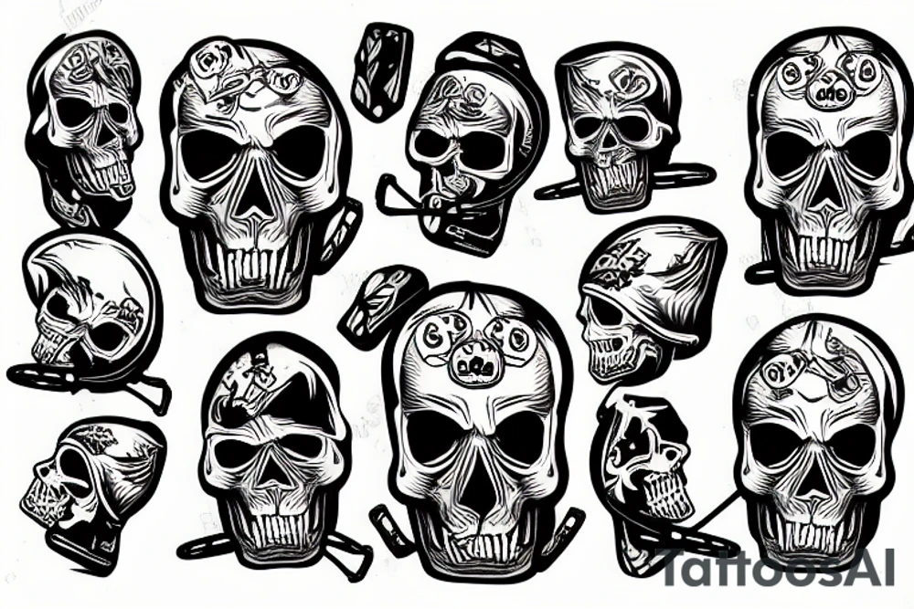 Skull on a skateboard tattoo idea