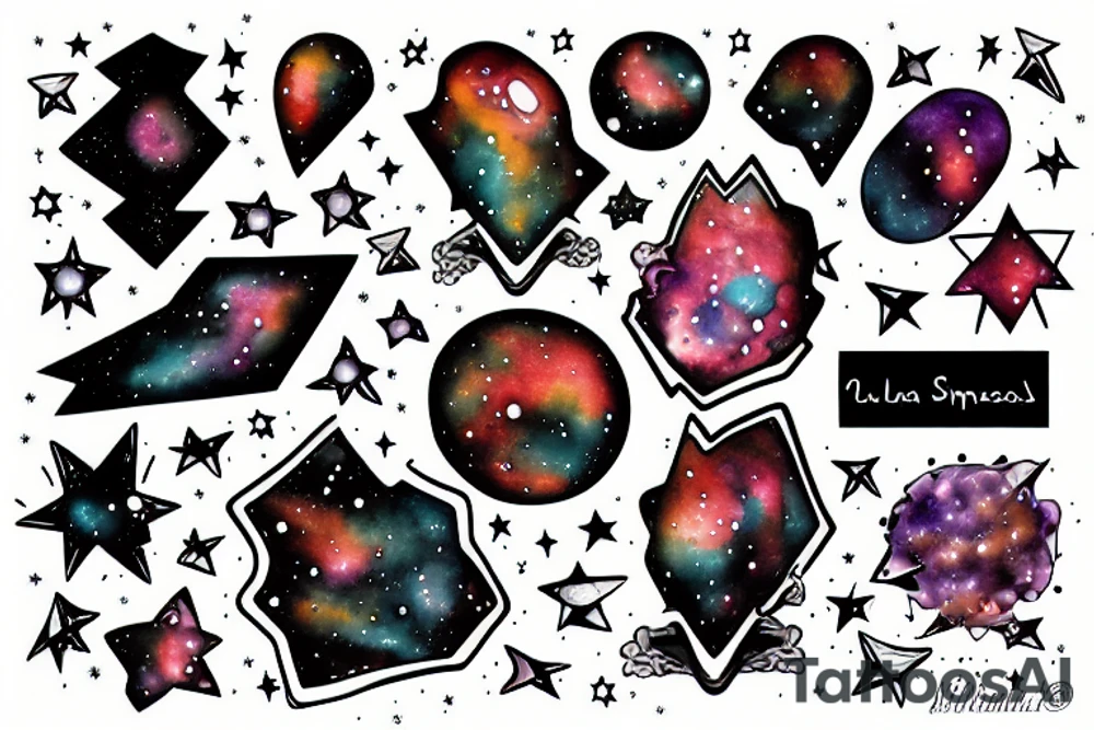 a nebula crossed by a spaceship tattoo idea