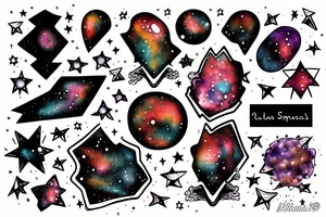 a nebula crossed by a spaceship tattoo idea