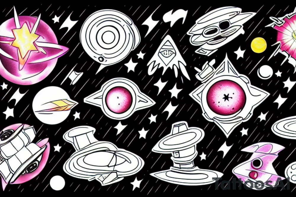 a nebula crossed by a spaceship tattoo idea