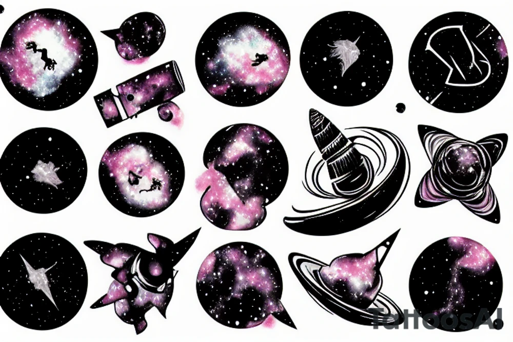a nebula crossed by a spaceship tattoo idea