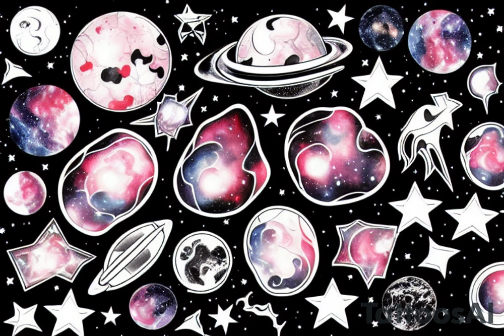 a nebula crossed by a spaceship tattoo idea