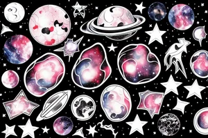 a nebula crossed by a spaceship tattoo idea