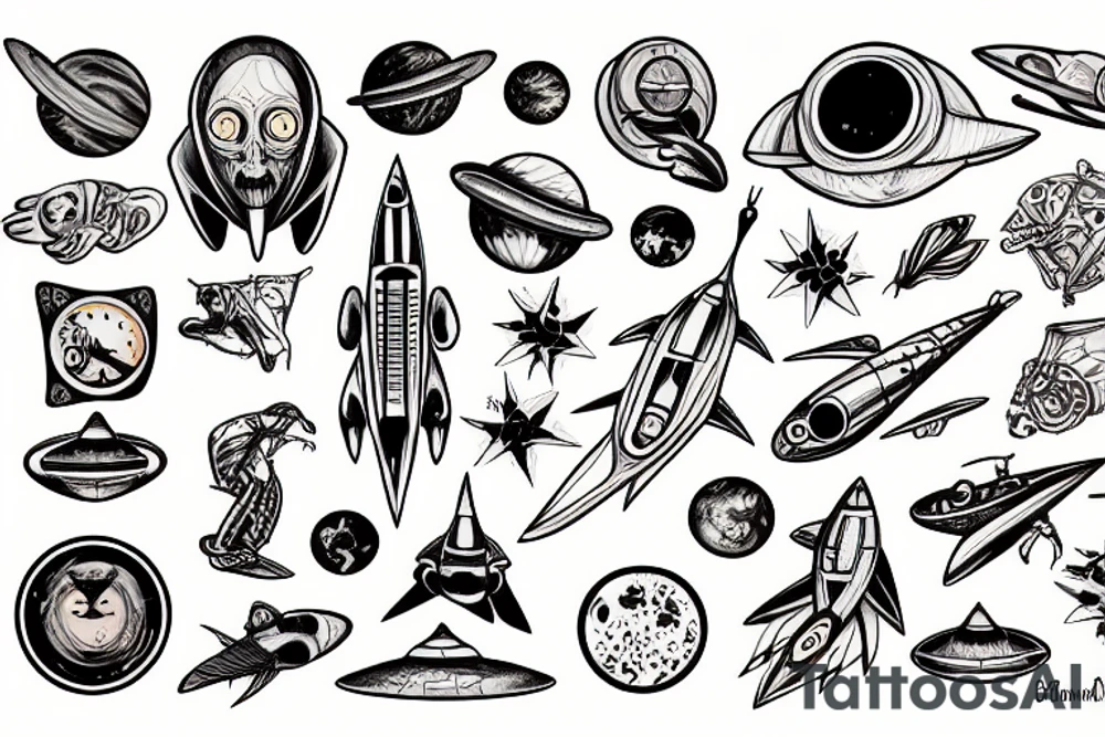 Spaceship tattoo idea