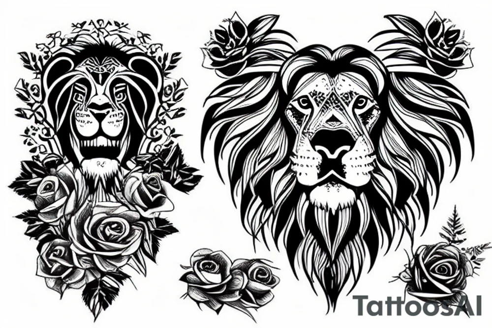 Lion rose tattoo idea