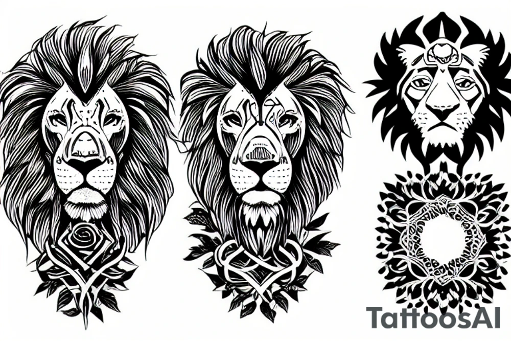 Lion rose tattoo idea