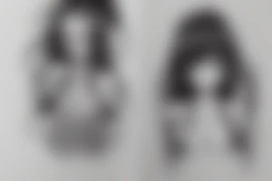 anime girl with two strings of hair in front of her face, she has no pupils but a very kind and young face. you see a little bit of het torso, she also has two buns on her head and these buns are placed symmetrical on her head. tattoo idea