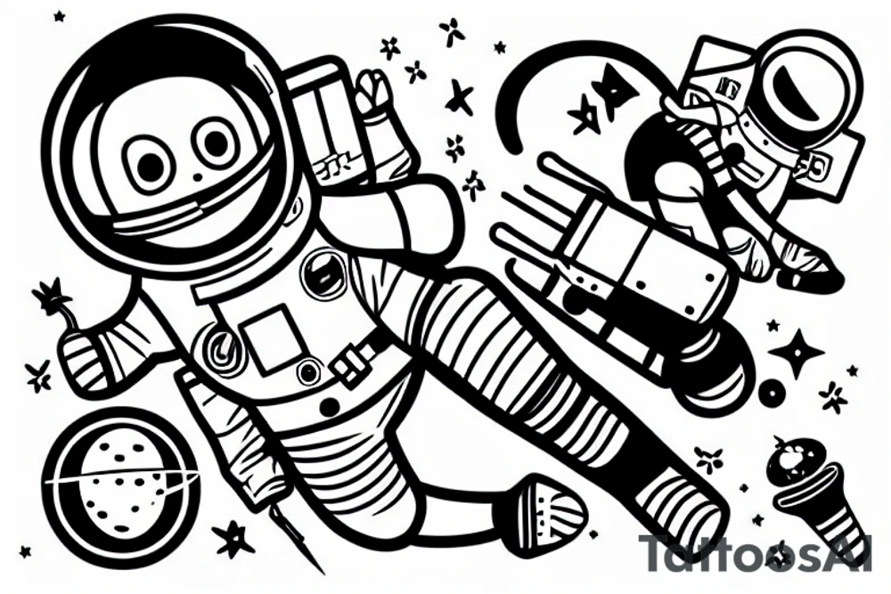 An astronaut who falls into space and his cable has come loose tattoo idea