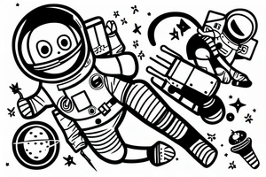An astronaut who falls into space and his cable has come loose tattoo idea