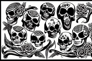 scull on web with sceleton hands tattoo idea