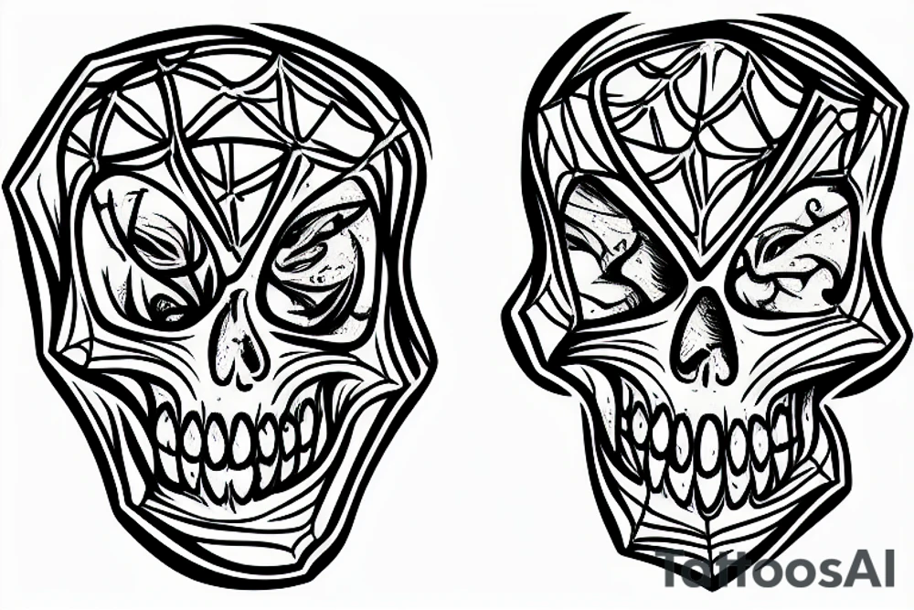 scull in spiderweb tattoo idea