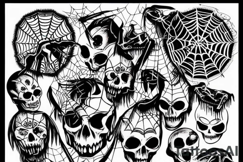 scull in spiderweb tattoo idea