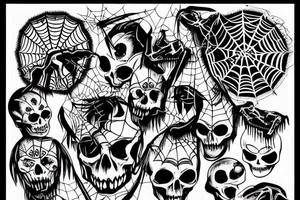 scull in spiderweb tattoo idea