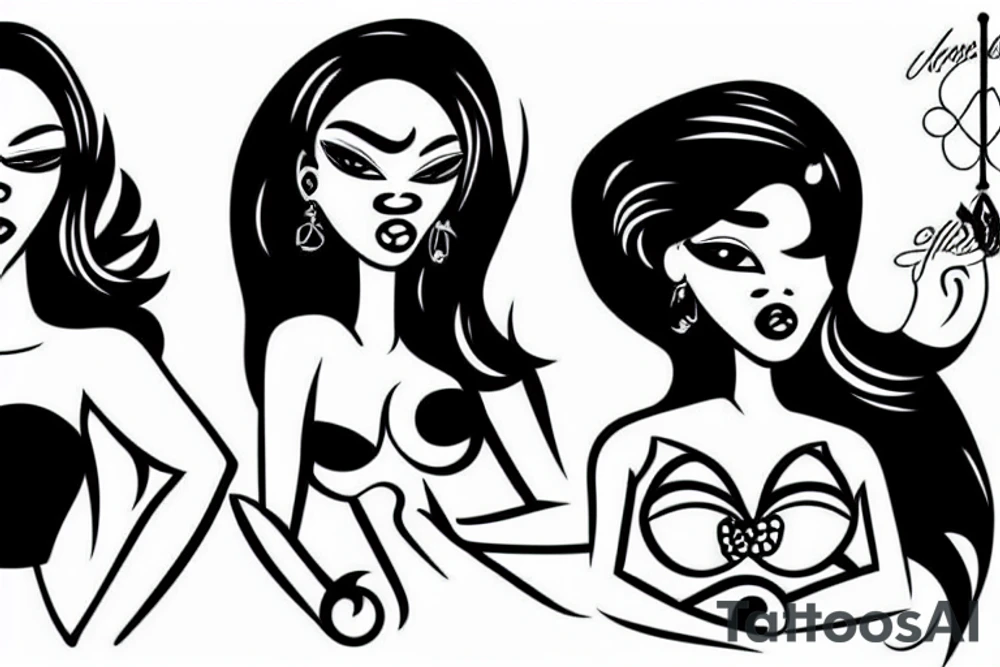 two sexy black girls with money tattoo idea