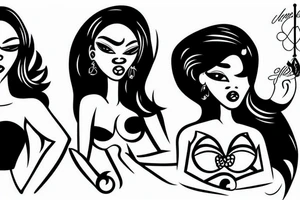 two sexy black girls with money tattoo idea