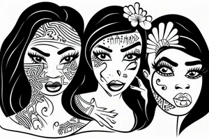 two sexy black girls with money tattoo idea