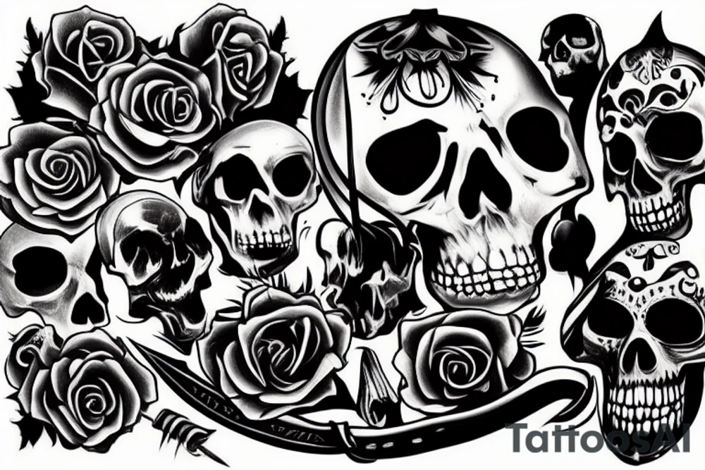 scull with knife tattoo idea