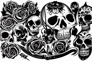 scull with knife tattoo idea