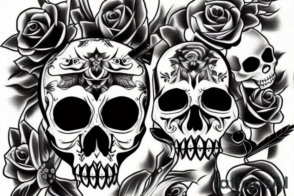 scull with knife tattoo idea