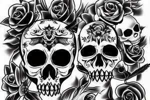 scull with knife tattoo idea