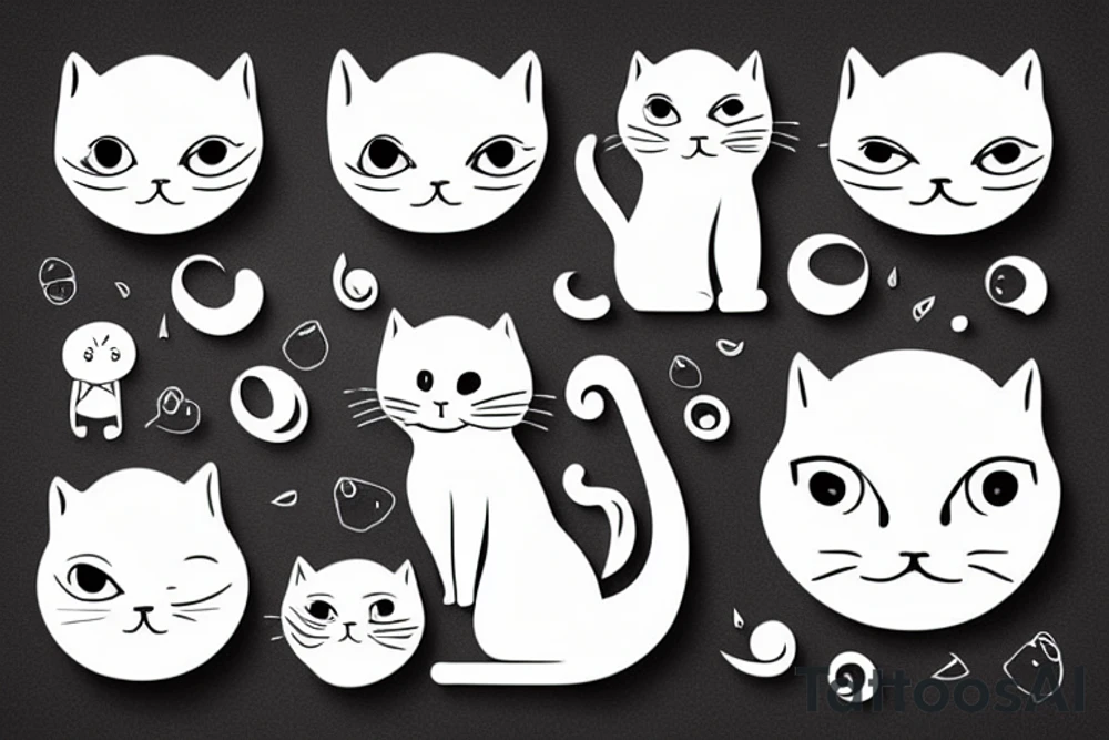 a white cat with two big round eyes tattoo idea