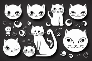 a white cat with two big round eyes tattoo idea