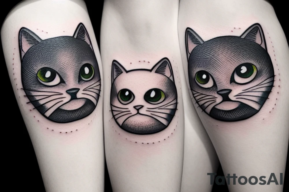 a white cat with two big round eyes tattoo idea