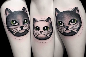 a white cat with two big round eyes tattoo idea