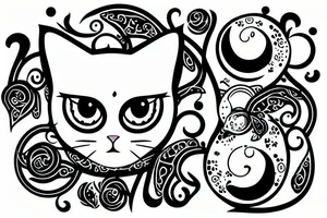 a white cat with two big round eyes tattoo idea